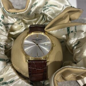 Frédérique constant slimline gold and brown watch